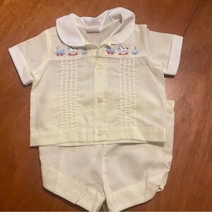 Vintage‎ Yellow Baby Boy Matching Set w/ Embroidered Detail Size 12 Months